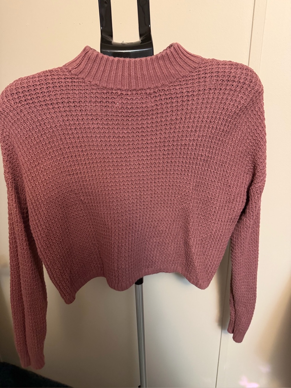 Hollister Mauve Dusty Pink Waffle Knit Cropped Sweater Size M